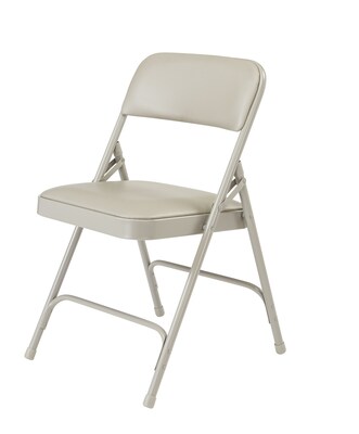 NPS 1200 Series Vinyl Padded Premium Folding Chairs, Warm Grey/Grey, 4/Pack (1202/4)