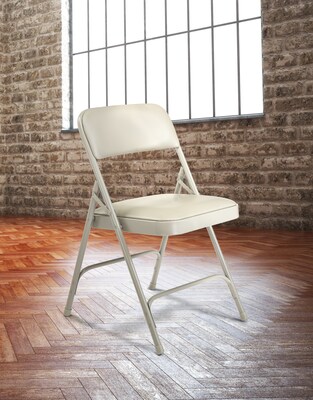 NPS 1200 Series Vinyl Padded Premium Folding Chairs, Warm Grey/Grey, 4/Pack (1202/4)