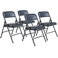 NPS 1200 Series Vinyl Padded Premium Folding Chairs, Dark Midnight Blue/Char-Blue, 4/Pack (1204/4)