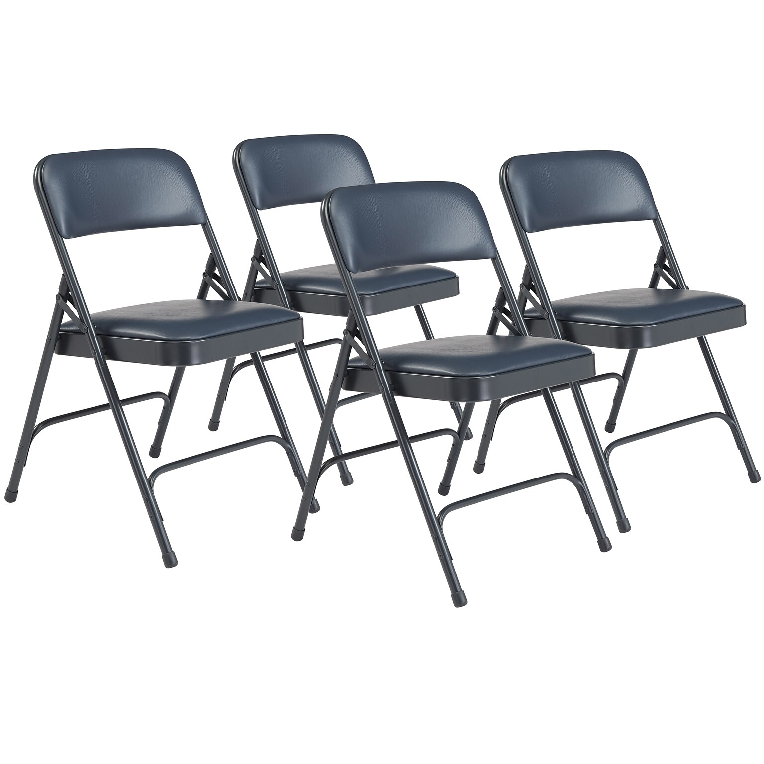 NPS 1200 Series Vinyl Padded Premium Folding Chairs, Dark Midnight Blue/Char-Blue, 4/Pack (1204/4)