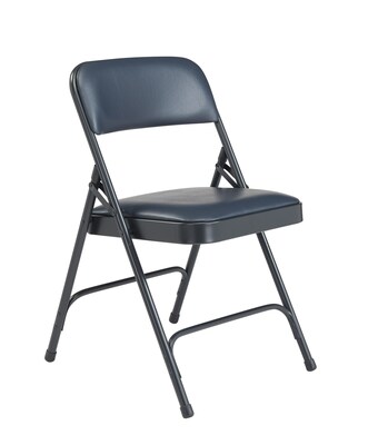 NPS 1200 Series Vinyl Padded Premium Folding Chairs, Dark Midnight Blue/Char-Blue, 4/Pack (1204/4)