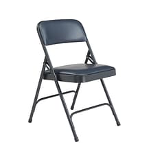 NPS 1200 Series Vinyl Padded Premium Folding Chairs, Dark Midnight Blue/Char-Blue, 4/Pack (1204/4)