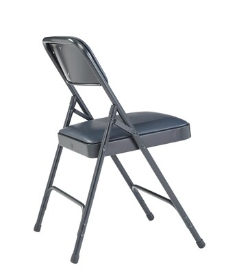 NPS 1200 Series Vinyl Padded Premium Folding Chairs, Dark Midnight Blue/Char-Blue, 4/Pack (1204/4)