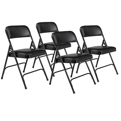 NPS 1200 Series Vinyl Padded Premium Folding Chairs, Caviar Black/Black, 4/Pack (1210/4)