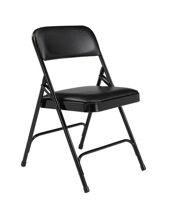 NPS 1200 Series Vinyl Padded Premium Folding Chairs, Caviar Black/Black, 4/Pack (1210/4)