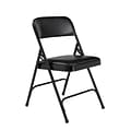 NPS 1200 Series Vinyl Padded Premium Folding Chairs, Caviar Black/Black, 4/Pack (1210/4)