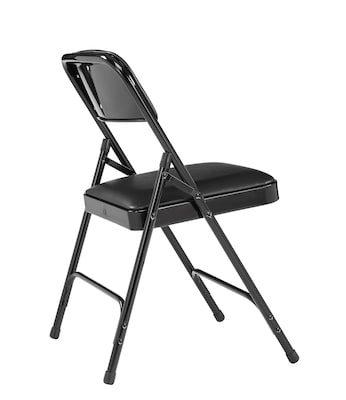 NPS 1200 Series Vinyl Padded Premium Folding Chairs, Caviar Black/Black, 4/Pack (1210/4)