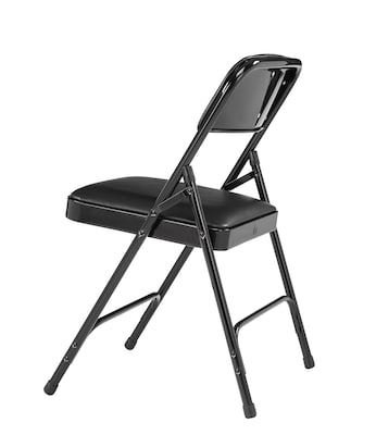 NPS 1200 Series Vinyl Padded Premium Folding Chairs, Caviar Black/Black, 4/Pack (1210/4)