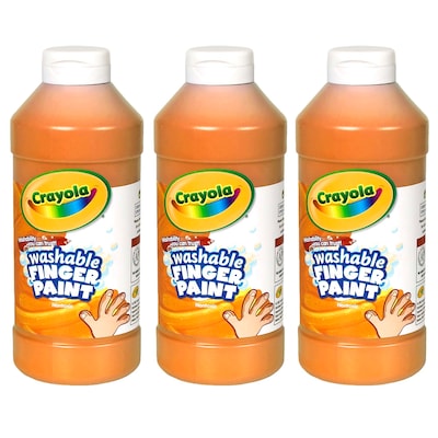 Crayola Washable Finger Paint, Orange, 16 oz. Bottle, Pack of 3 (BIN131636-3)