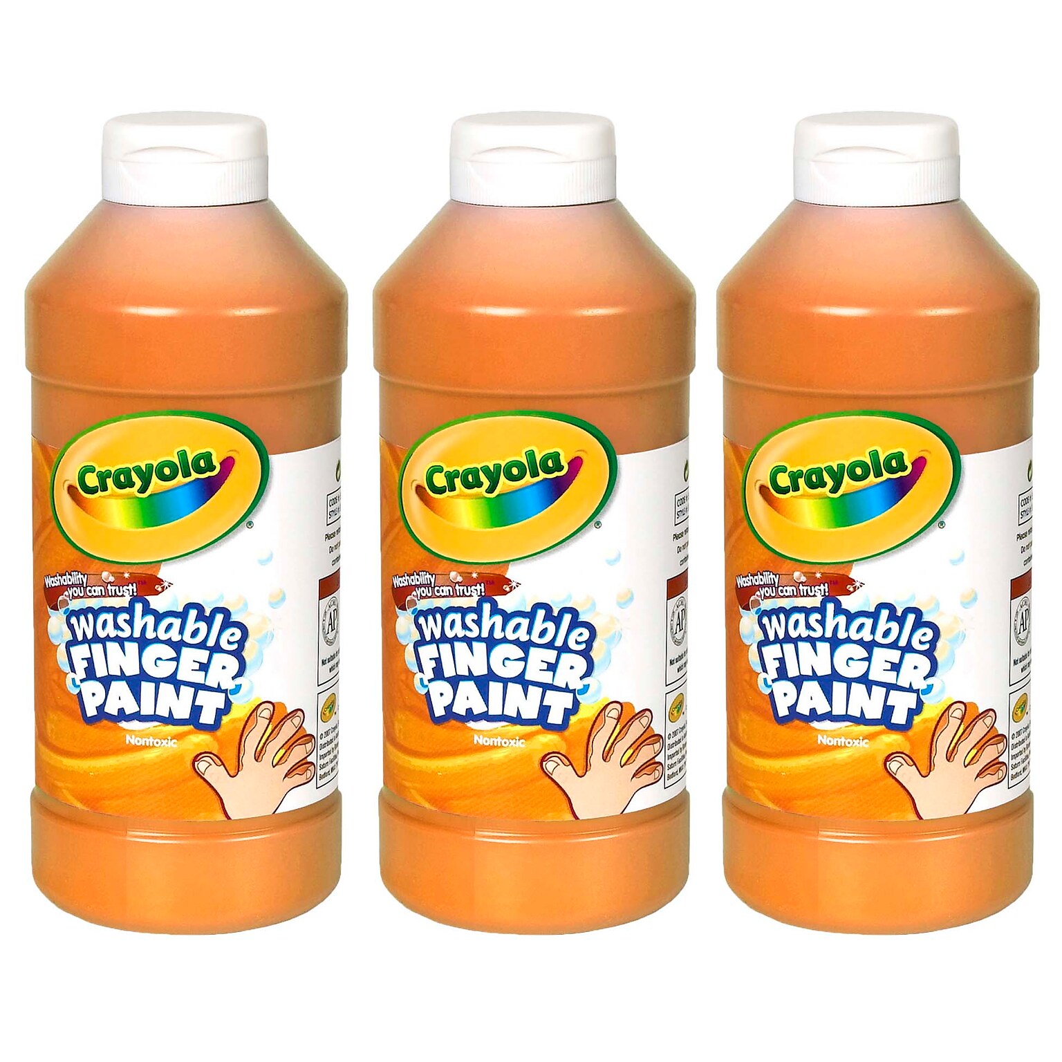 Crayola Washable Finger Paint, Orange, 16 oz. Bottle, Pack of 3 (BIN131636-3)