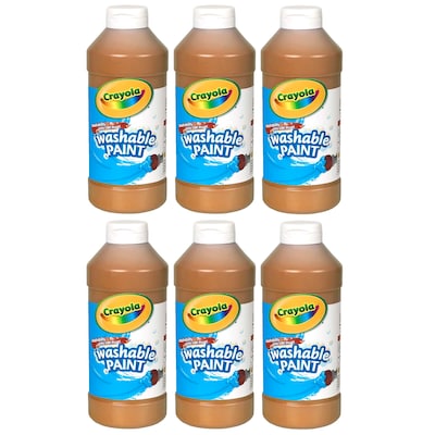 Crayola Washable Paint, Brown, 16 oz. Bottles, Pack of 6 (BIN201607-6)