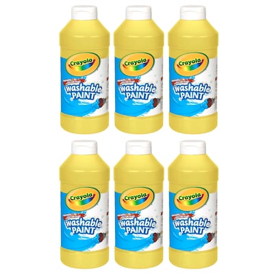 Crayola® Washable Paint, Yellow, 16 oz. Bottle, Pack of 6 (BIN201634-6)