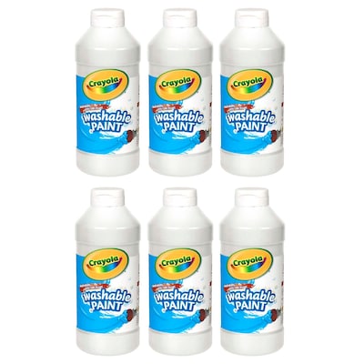 Crayola® Washable Paint, White, 16 oz. Bottle, Pack of 6 (BIN201653-6)