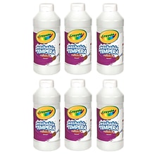 Crayola® Artista II® Washable Tempera Paint, White, 16 oz. Bottle, Pack of 6 (BIN311553-6)