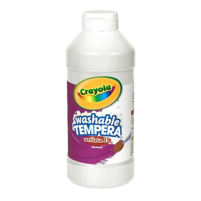 Crayola® Artista II® Washable Tempera Paint, White, 16 oz. Bottle, Pack of 6 (BIN311553-6)