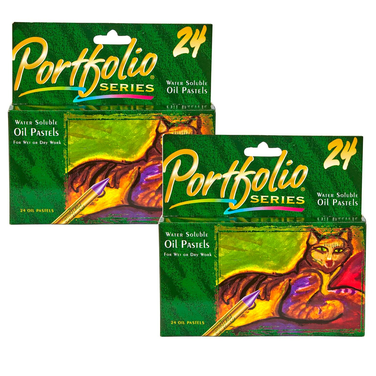 Crayola® Portfolio Series Water-Soluble Oil Pastels, Assorted Colors, 24 Per Box, 2 Boxes (BIN523624-2)