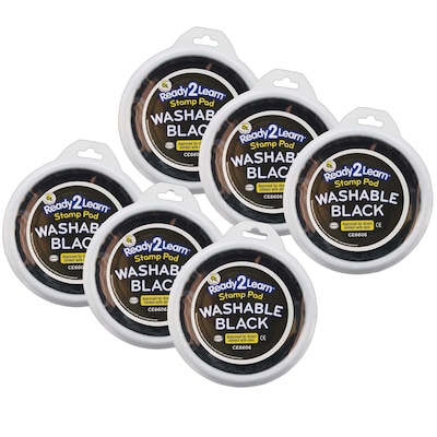 Ready 2 Learn Jumbo Washable Stamp Pad, Black, 6/Pack (CE-6606-6)