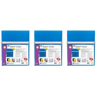 Charles Leonard Magnetic Pocket, 9.5 x 11.75, Blue, Pack of 3 (CHL26100-3)