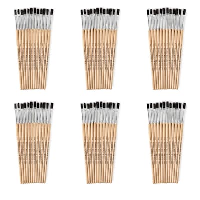 CLI Flat Tip Paint Brushes, 1/4" Natural Bristle, Short, 12 Per Set, 6 Sets (CHL73125-6)