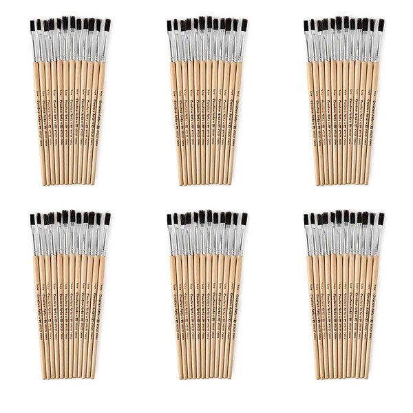 Charles Leonard Flat Tip Paint Brushes, 1/4 Natural Bristle, 12 Per Set, 6 Sets (CHL73125-6)