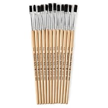 CLI Flat Tip Paint Brushes, 1/4 Natural Bristle, Short, 12 Per Set, 6 Sets (CHL73125-6)