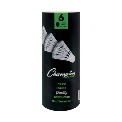 Champion Sports Plastic Indoor Shuttlecocks, White, 6 Per Pack, 6 Packs (CHSSHP15-6)