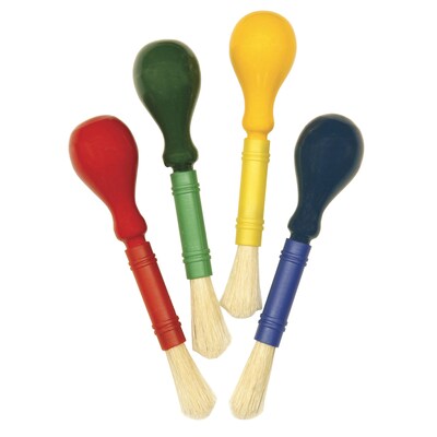 Creativity Street® Beginner Paint Brushes, 5.5" Long Bulb Knob Handles, Assorted Colors, 4 Per Pack, 3 Packs (CK-5186-3)