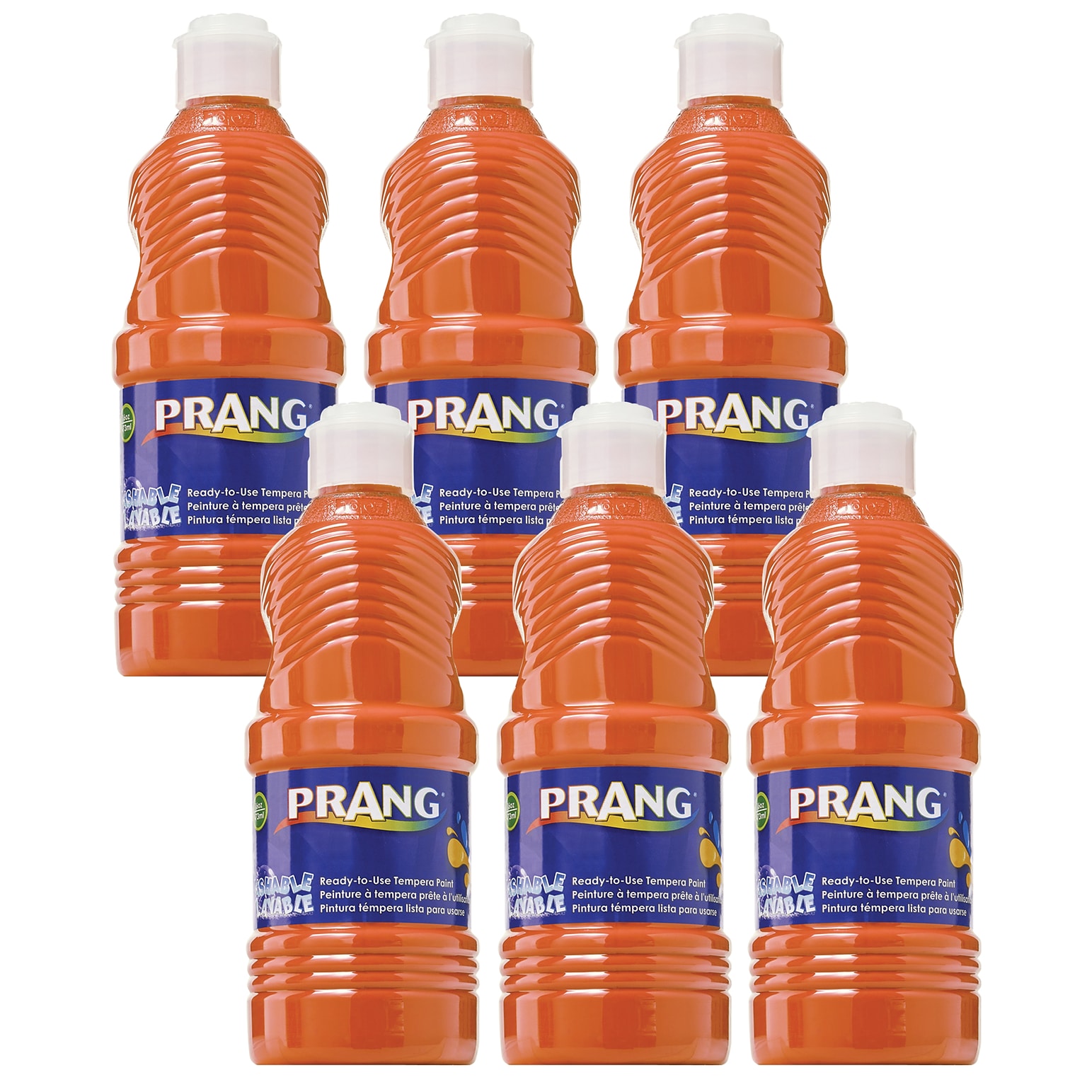 Prang® Washable Tempera Paint, Orange, 16 oz. Bottle, Pack of 6 (DIX10702-6)