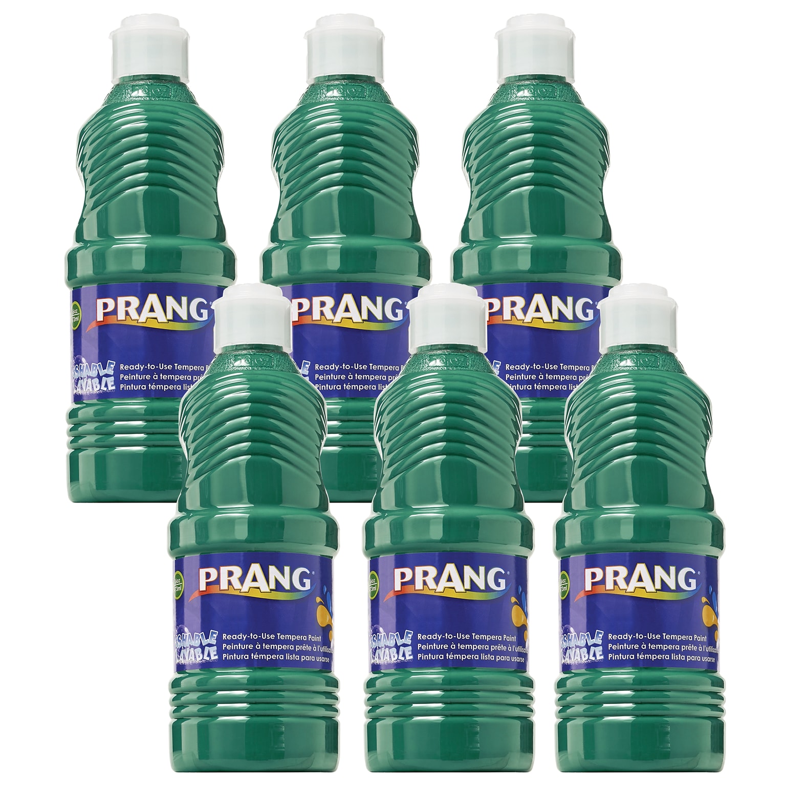 Prang® Washable Tempera Paint, Green, 16 oz. Bottle, Pack of 6 (DIX10704-6)