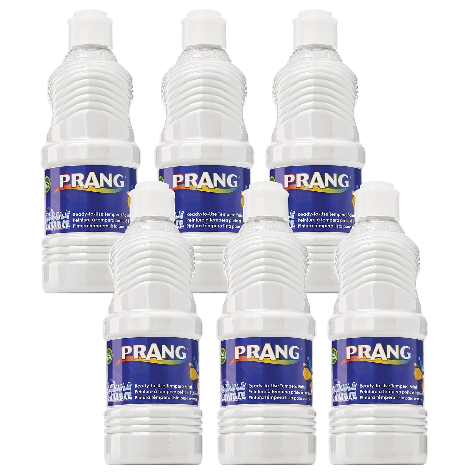 Prang® Washable Tempera Paint, White, 16 oz. Bottle, Pack of 6 (DIX10707-6)