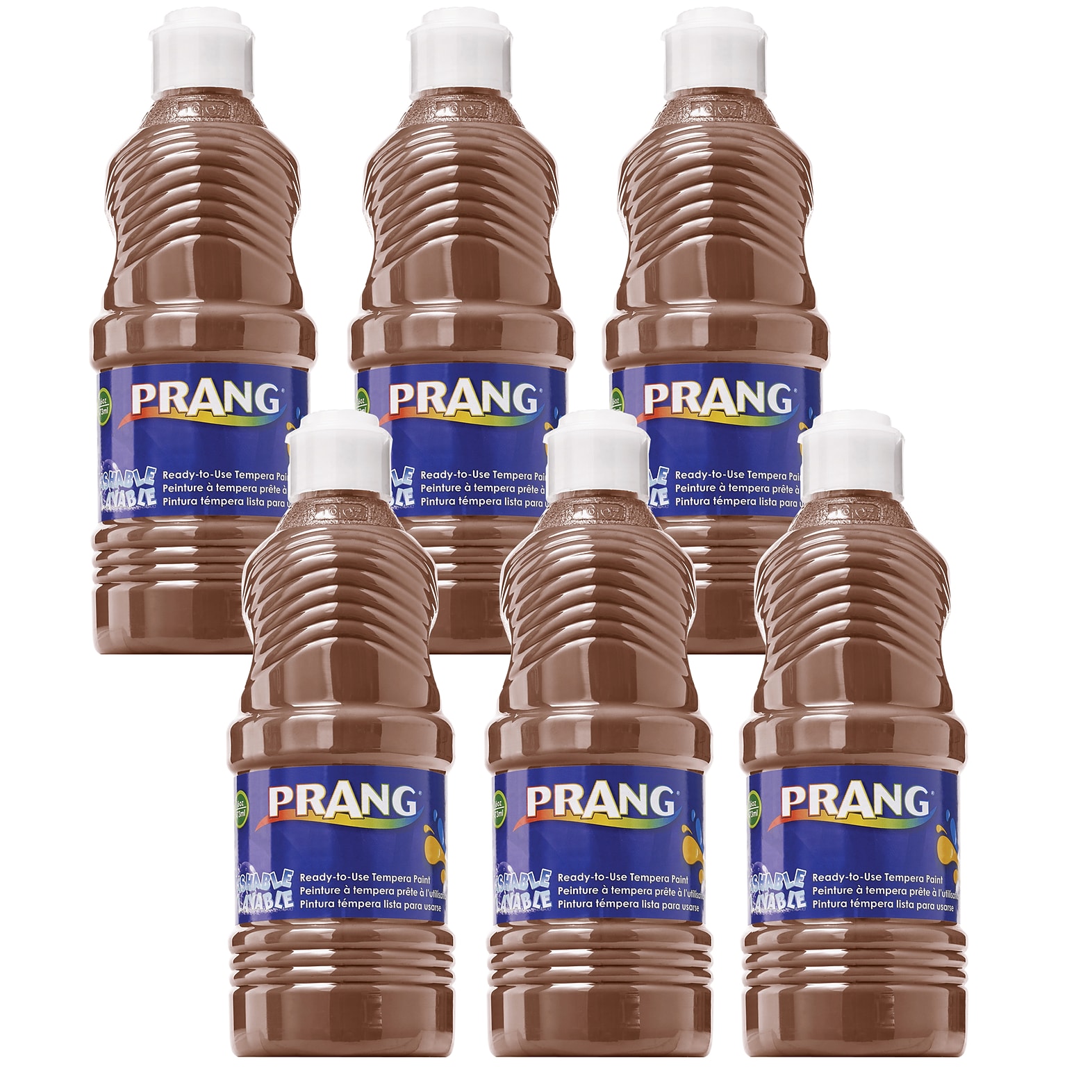 Prang® Washable Tempera Paint, Brown, 16 oz. Bottle, Pack of 6 (DIX10708-6)
