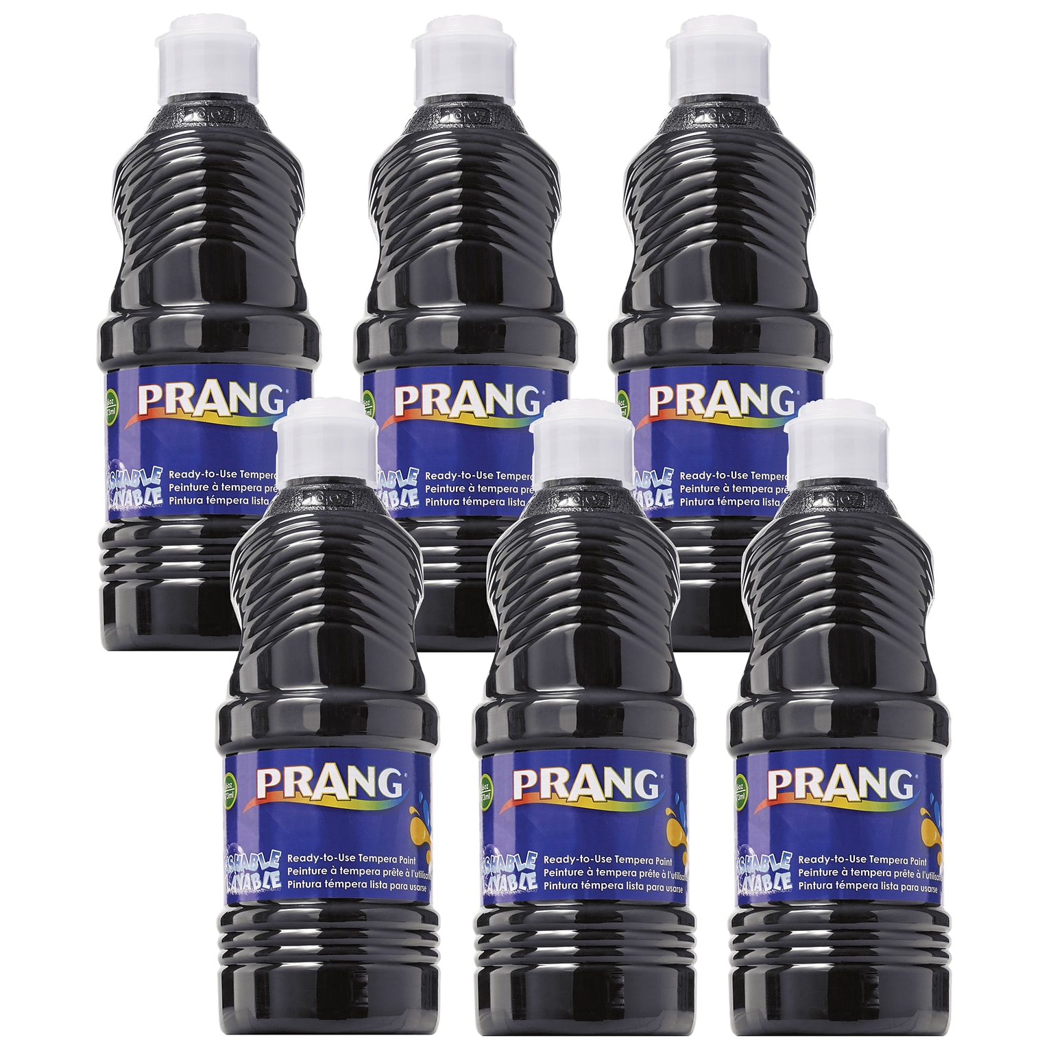 Prang® Washable Tempera Paint, Black, 16 oz. Bottle, Pack of 6 (DIX10709-6)