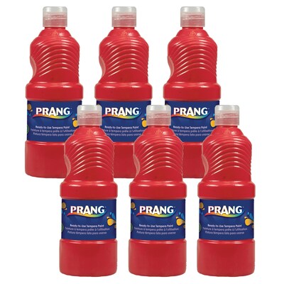 Prang® Ready-to-Use Tempera Paint, Red, 16 oz. Bottle, Pack of 6 (DIX21601-6)