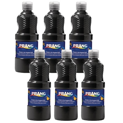 Prang® Ready-to-Use Tempera Paint, Black, 16 oz. Bottle, Pack of 6 (DIX21608-6)