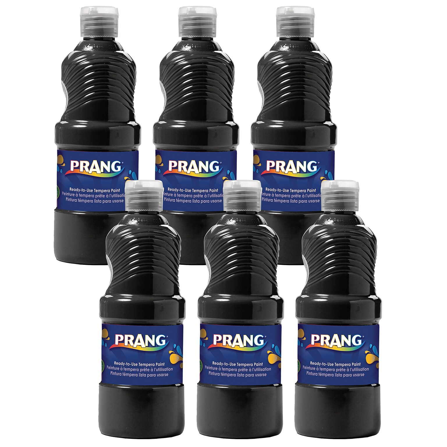 Prang® Ready-to-Use Tempera Paint, Black, 16 oz. Bottle, Pack of 6 (DIX21608-6)