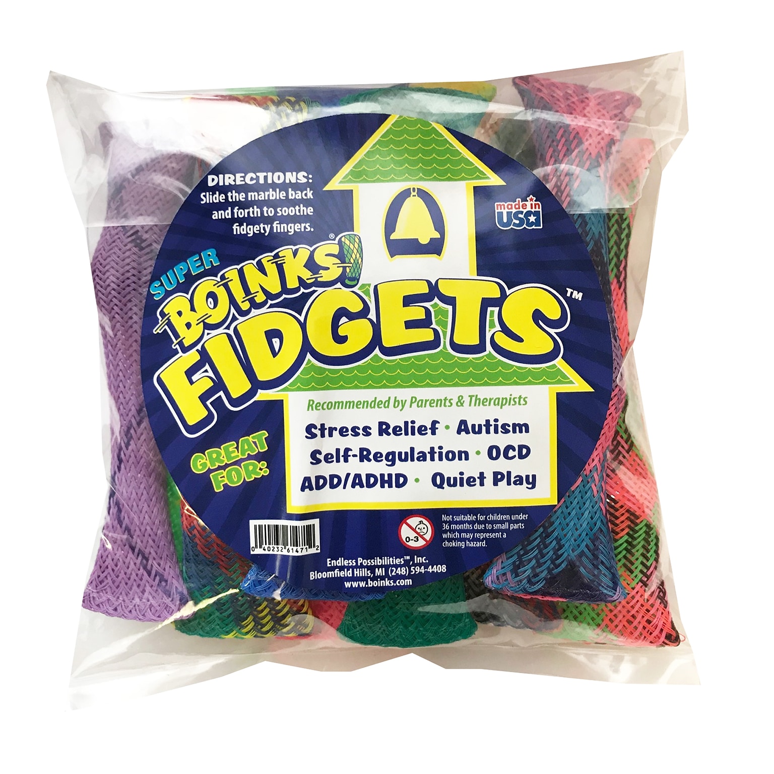 Endless Possibilities Super Boinks Fidgets, Assorted Colors, 10/Pack (EPBSF10P)