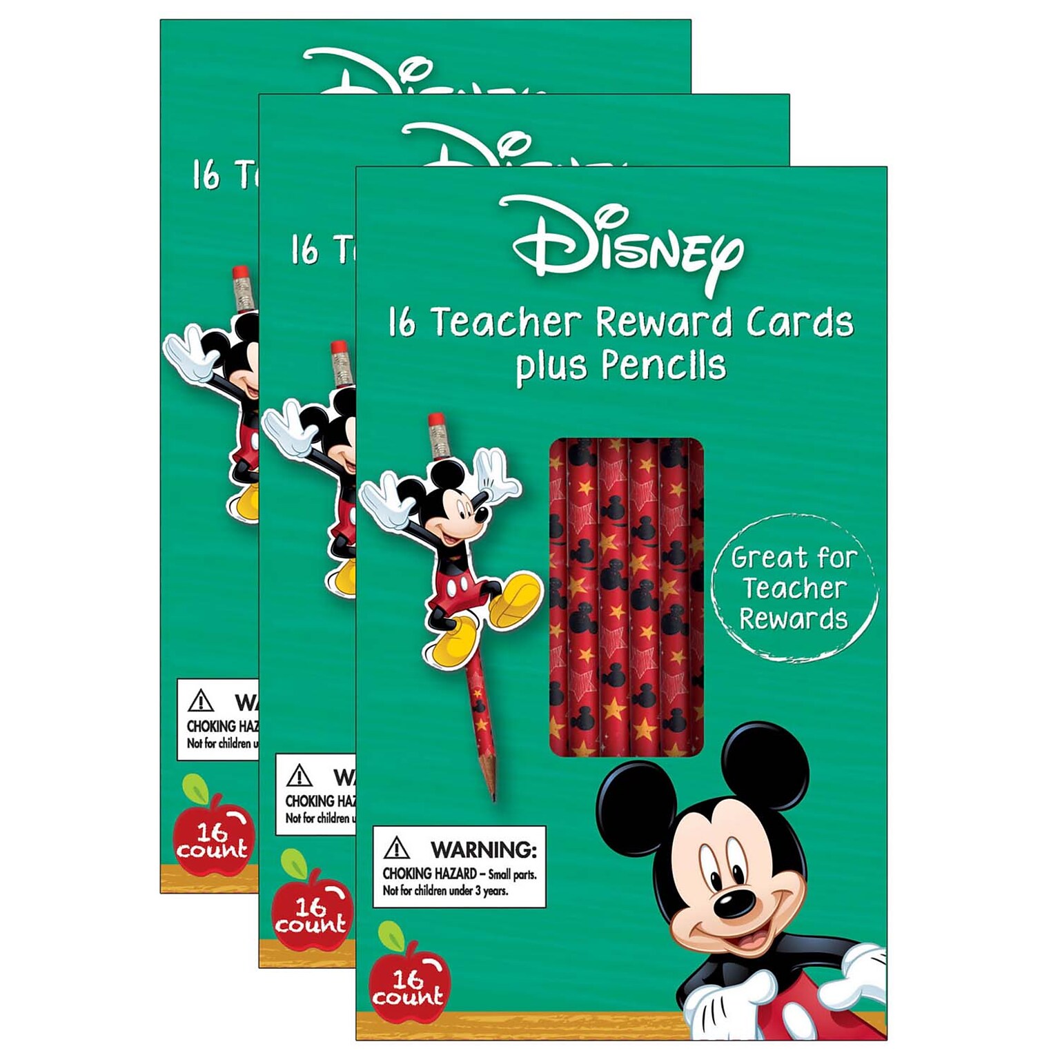 Eureka® Mickey® Pencil Rewards with Toppers, 16 Per Pack, 3 Packs (EU-610135-3)