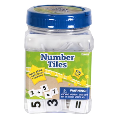 Eureka® Tub of Number Tiles Manipulatives, White, 175 Pieces (EU-867430)