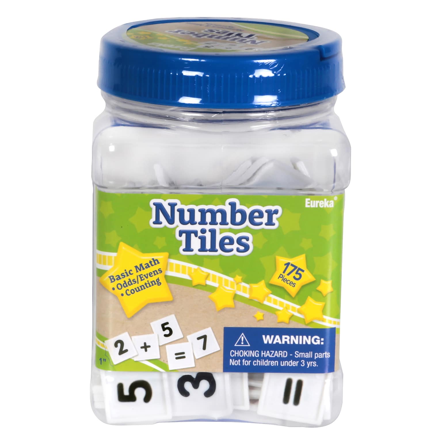 Eureka® Tub of Number Tiles Manipulatives, White, 175 Pieces (EU-867430)