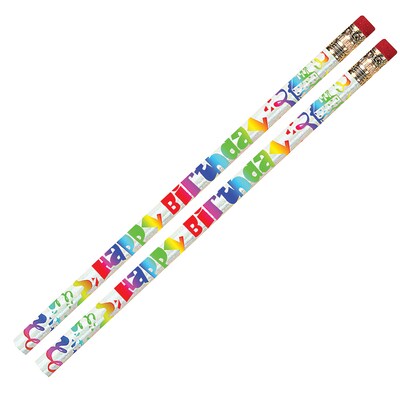 Musgrave Pencil Company Happy Birthday Fiesta Pencils, #2 Lead, 12 Per Pack, 12 Packs (MUS1361D-12)