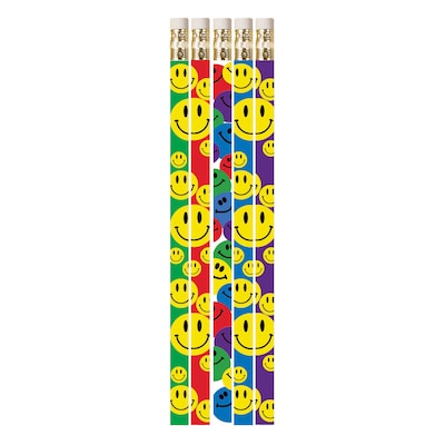 Musgrave Pencil Company Happy Face Assorted Motivational Pencils, 12/Pack, 12 Packs (MUS1467D-12)