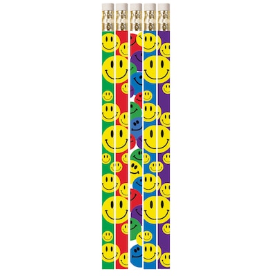 Musgrave Pencil Company Happy Face Assorted Motivational Pencils, 12/Pack, 12 Packs (MUS1467D-12)