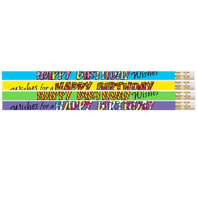 Musgrave Pencil Company Happy Birthday Wishes Pencils, #2 Lead, 12/Pack, 12 Packs (MUS2217D-12)