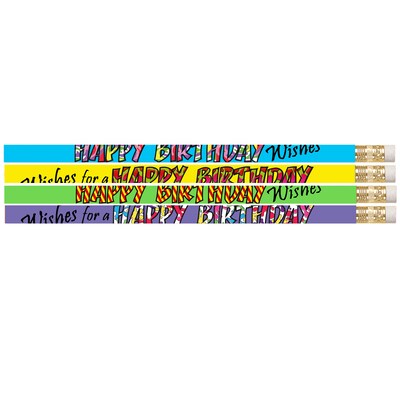 Musgrave Pencil Company Happy Birthday Wishes Pencils, #2 Lead, 12/Pack, 12 Packs (MUS2217D-12)