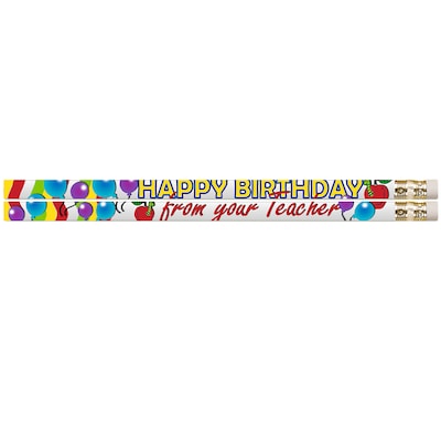 Musgrave Pencil Company Happy Birthday From Your Teacher Motivational Pencils, 12 Per Pack, 12 Packs