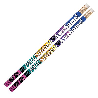 Musgrave Pencil Company Pawsitively Awesome Motivational Pencil, 12 Per Pack, 12 Packs (MUS2484D-12)