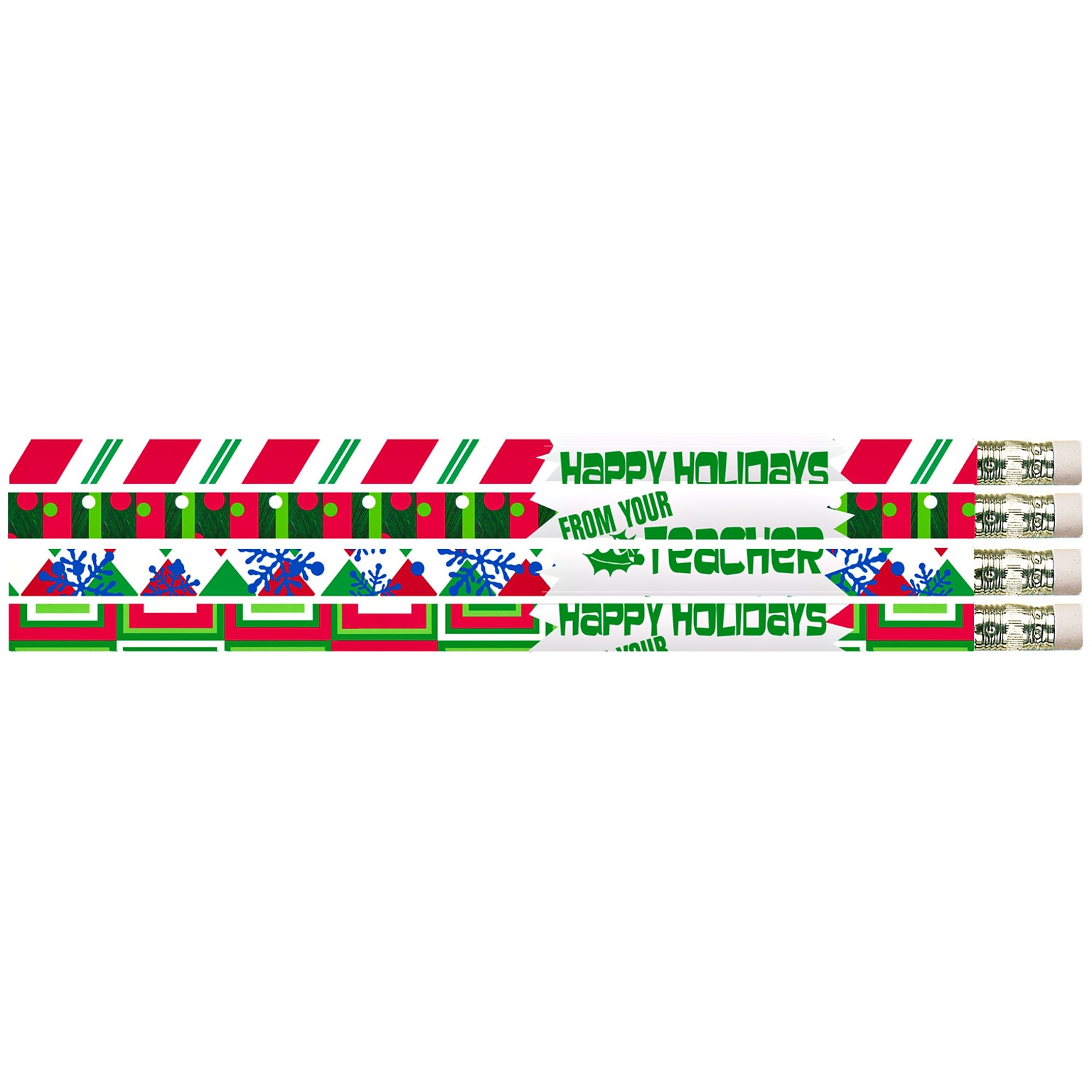 Musgrave Pencil Company Happy Holidays From Your Teacher Motivational Pencils, 12 Per Pack, 12 Packs (MUS2519D-12)