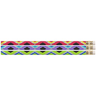 Musgrave Pencil Company Geometric Glitz Motivational Pencils, #2 Lead, 12 Per Pack, 12 Packs (MUS2542D-12)