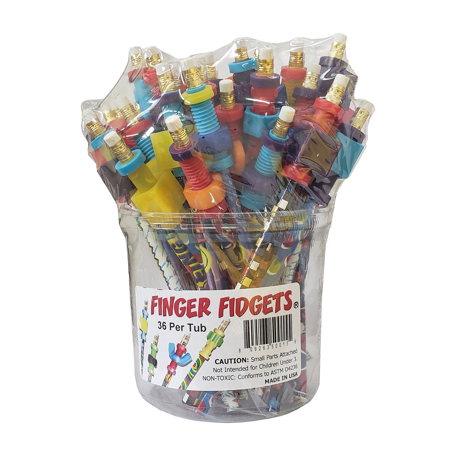 Musgrave Pencil Company Finger Fidget, Assorted Colors, Tub of 36 (MUSFIDGETS)