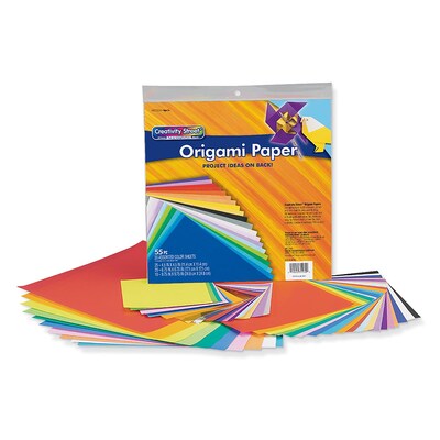 Creativity Street® Origami Paper, Sizes Up To 9.75" x 9.75", Assorted Colors, 55 Sheets Per Pack, 3 Packs (PAC72230-3)